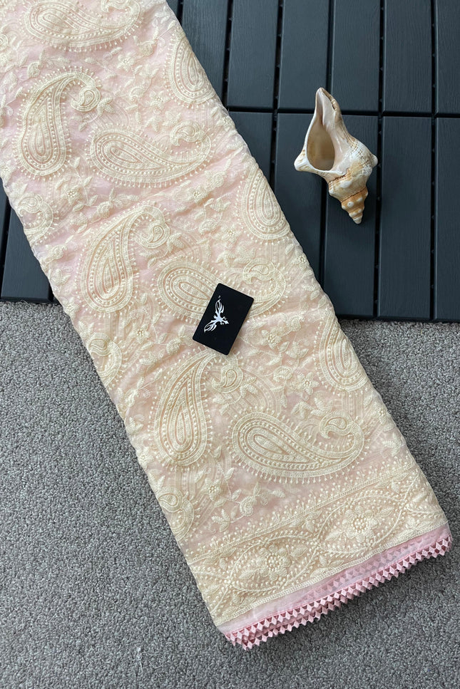 Orgenza Tissue Chiken Work saree SS480