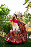 White / unstitcched blouse peice stitched lehenga