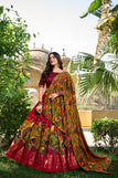 Red / unstitcched blouse peice stitched lehenga