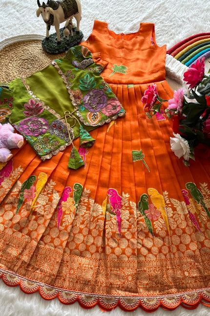 SS581 SUPERHIT PARROT DESIGN GOWN WITH FLORAL POSITION 🦜 🌸