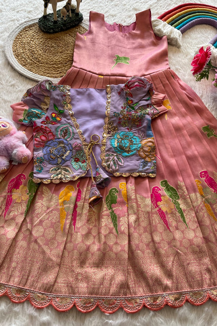 SS581 SUPERHIT PARROT DESIGN GOWN WITH FLORAL POSITION 🦜 🌸