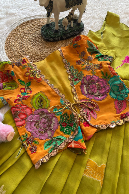 SS581 SUPERHIT PARROT DESIGN GOWN WITH FLORAL POSITION 🦜 🌸