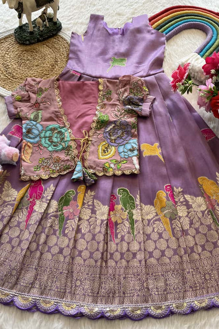 SS581 SUPERHIT PARROT DESIGN GOWN WITH FLORAL POSITION 🦜 🌸