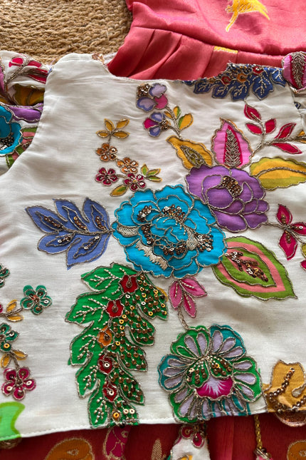 SS581 SUPERHIT PARROT DESIGN GOWN WITH FLORAL POSITION 🦜 🌸