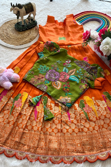 SS581 SUPERHIT PARROT DESIGN GOWN WITH FLORAL POSITION 🦜 🌸