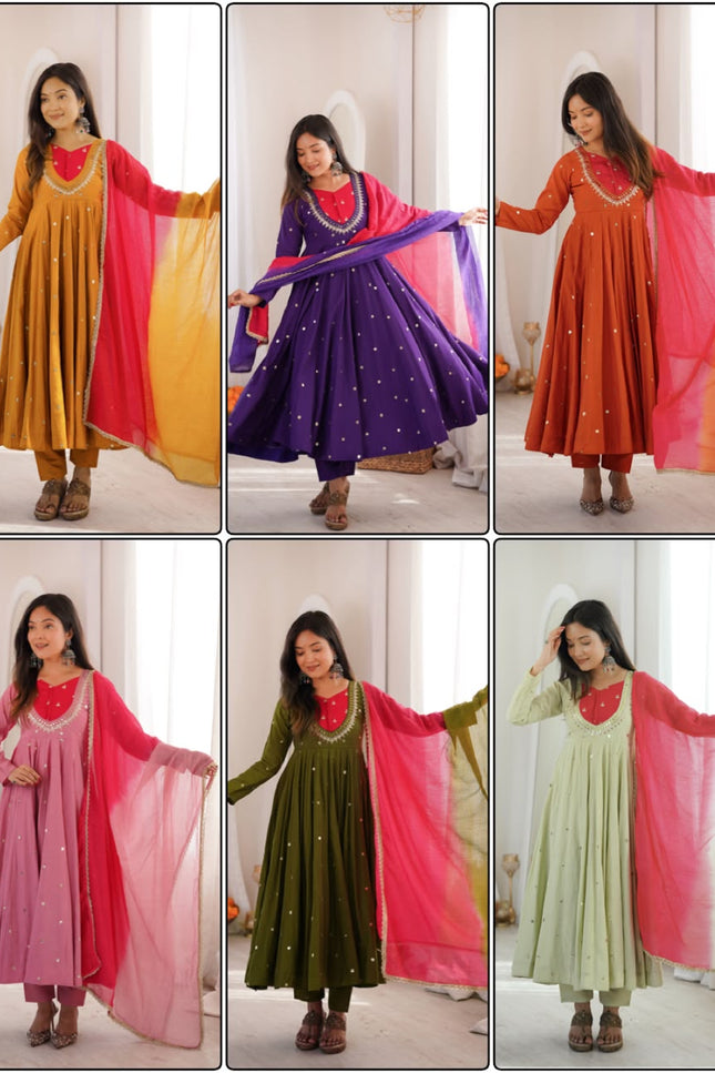 SS539 Real Mirror Designer Anarkali Three Piece Set
