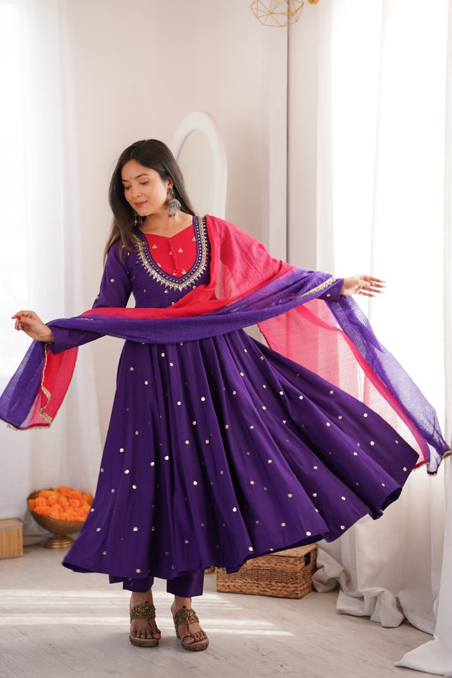 SS539 Real Mirror Designer Anarkali Three Piece Set