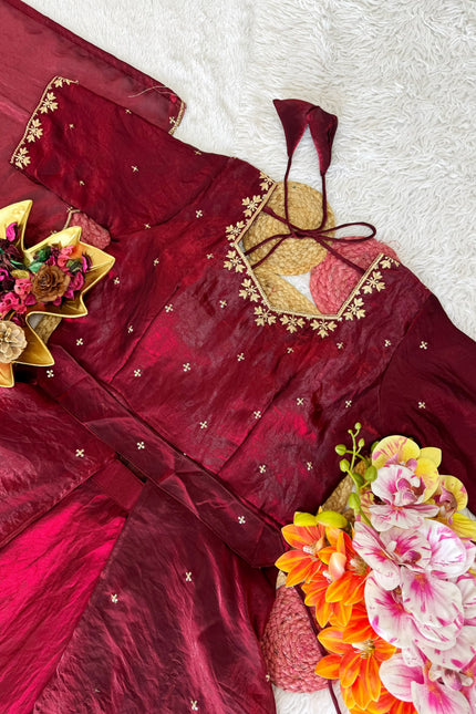 Beautiful Heavy Space Silk Lehenga choli Set Double Frill SS538
