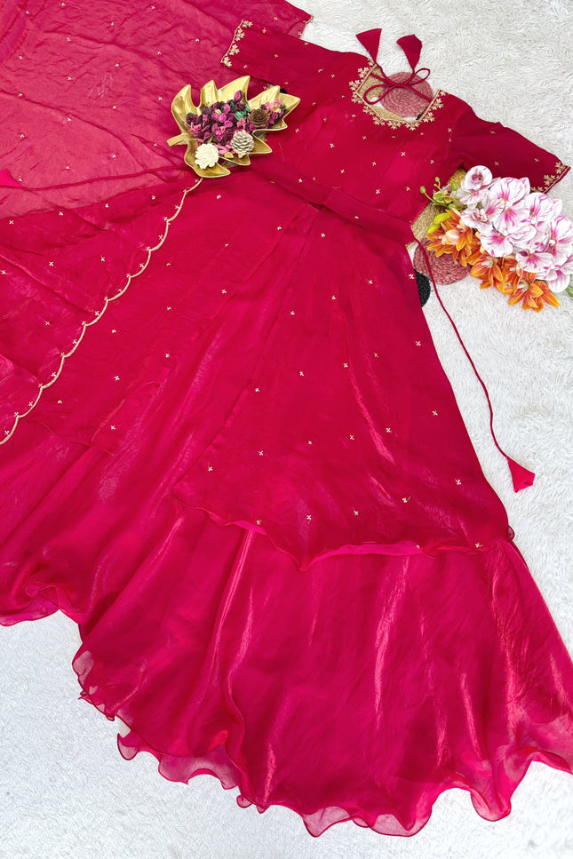 Beautiful Heavy Space Silk Lehenga choli Set Double Frill SS538