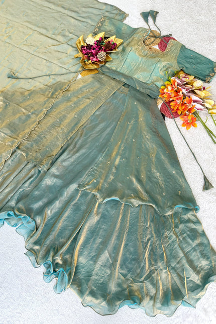 Beautiful Heavy Space Silk Lehenga choli Set Double Frill SS538