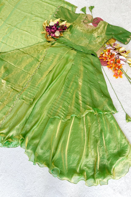 Beautiful Heavy Space Silk Lehenga choli Set Double Frill SS538