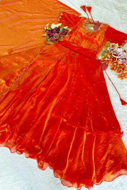 Beautiful Heavy Space Silk Lehenga choli Set Double Frill SS538