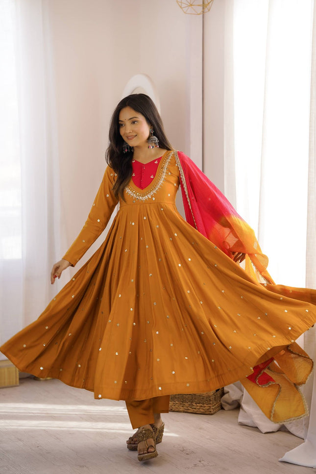 SS539 Real Mirror Designer Anarkali Three Piece Set
