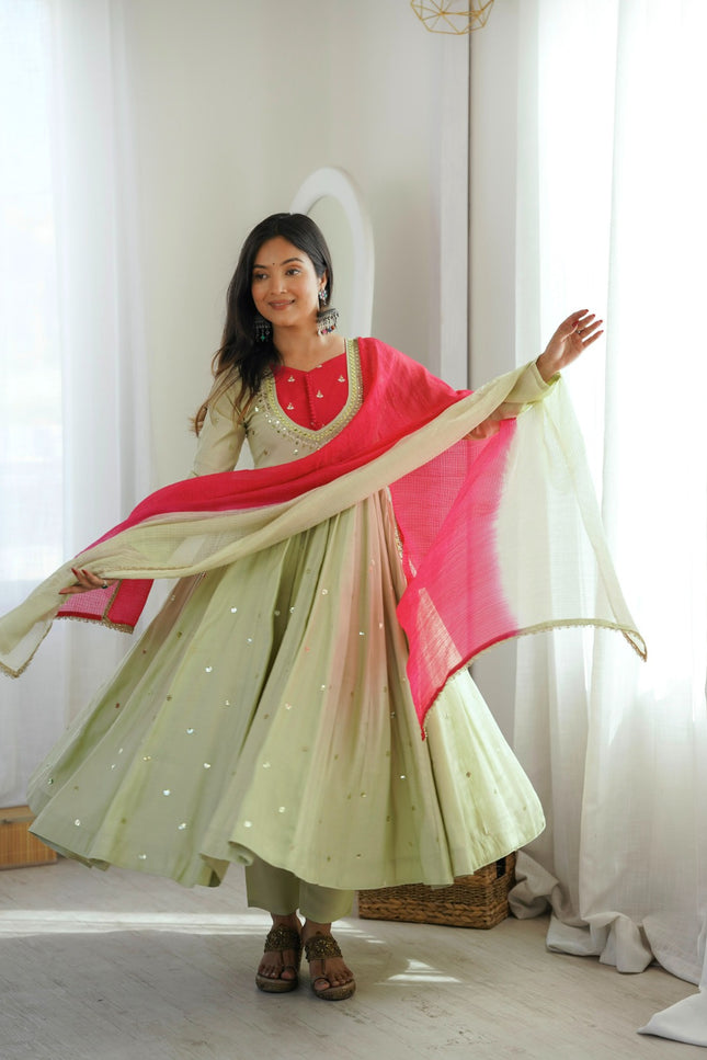 SS539 Real Mirror Designer Anarkali Three Piece Set