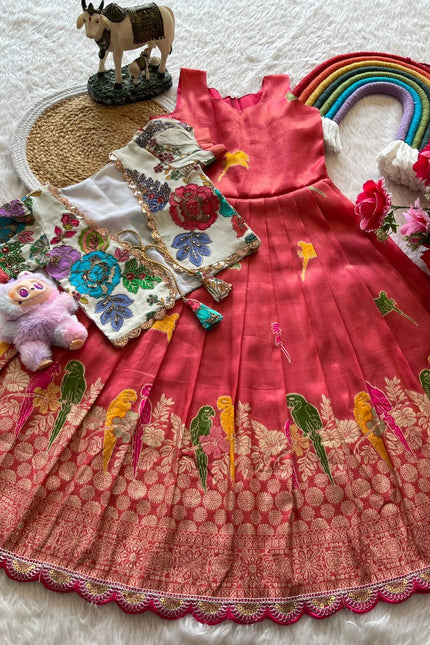 SS581 SUPERHIT PARROT DESIGN GOWN WITH FLORAL POSITION 🦜 🌸