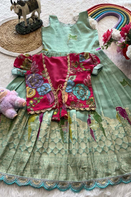 SS581 SUPERHIT PARROT DESIGN GOWN WITH FLORAL POSITION 🦜 🌸