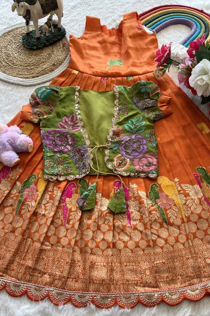 SS581 SUPERHIT PARROT DESIGN GOWN WITH FLORAL POSITION 🦜 🌸