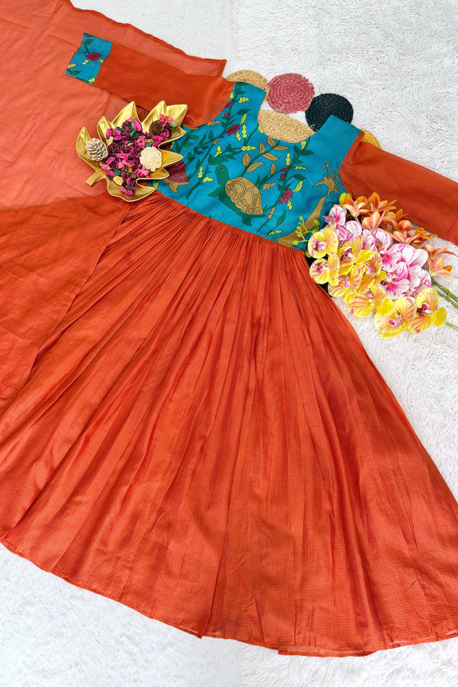 SS601 Kota Kalamkari Checks Gown
