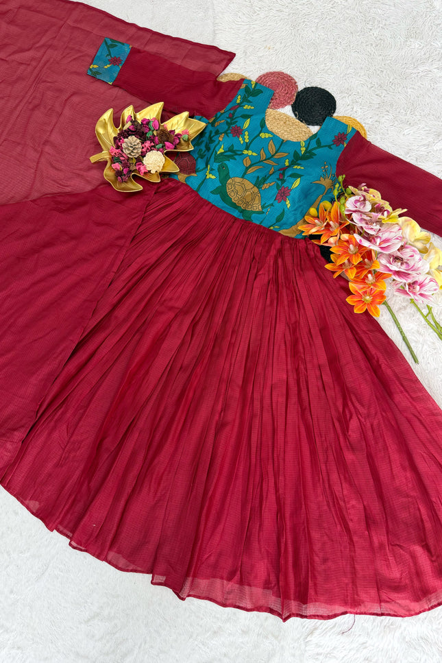 SS601 Kota Kalamkari Checks Gown