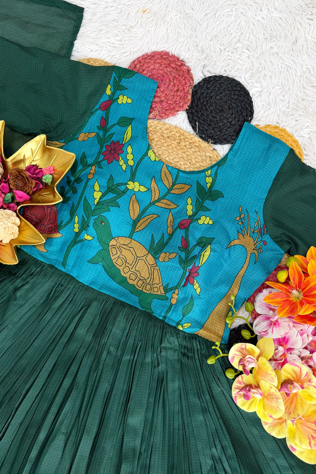 SS601 Kota Kalamkari Checks Gown