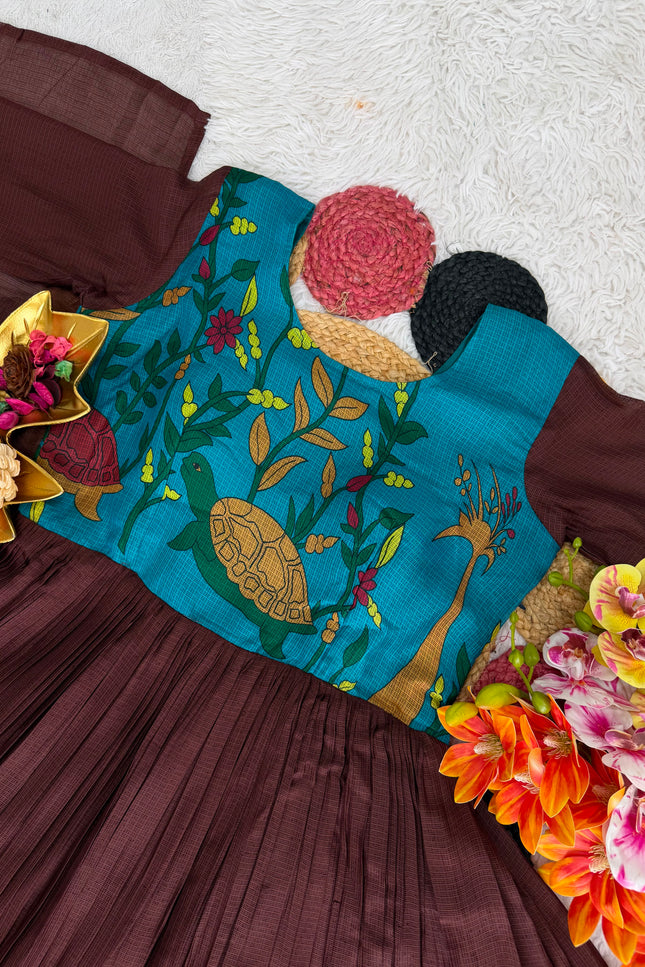 SS601 Kota Kalamkari Checks Gown