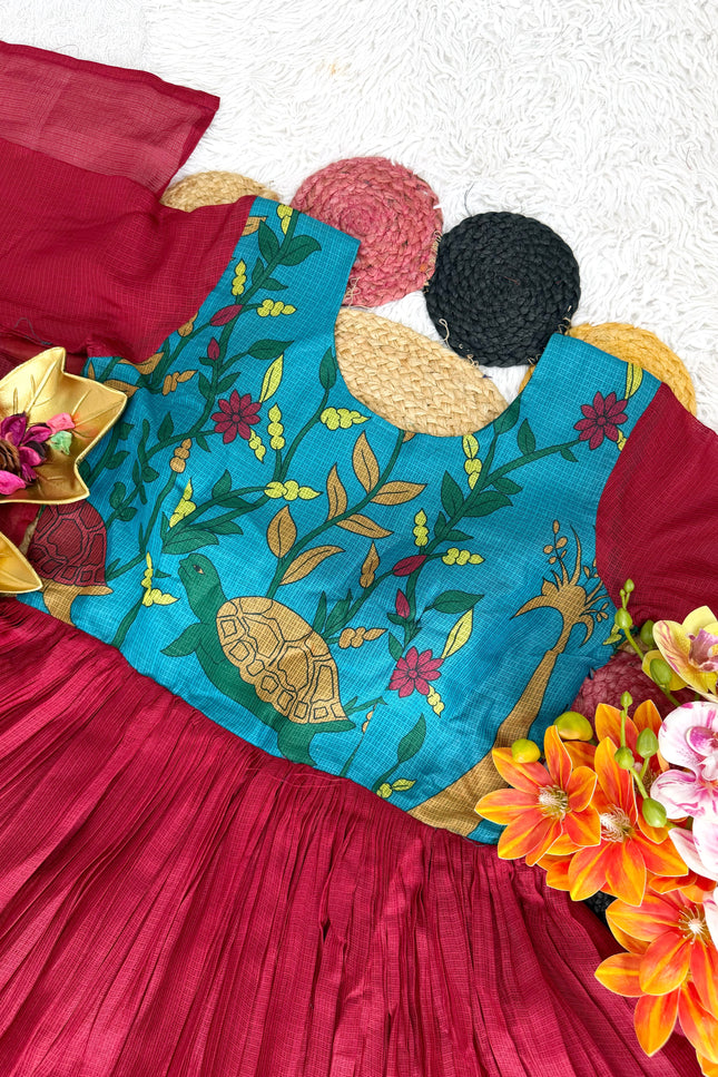 SS601 Kota Kalamkari Checks Gown