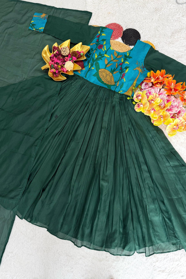 SS601 Kota Kalamkari Checks Gown