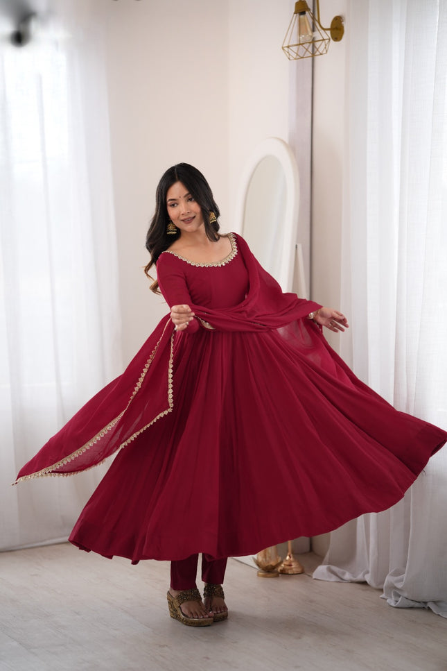 Pure Mal Chanderi Fully Flare Anarkali SS839