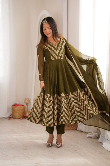Elegant Crunchy Silk Anarkali SS855