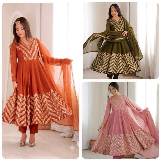 Elegant Crunchy Silk Anarkali SS855