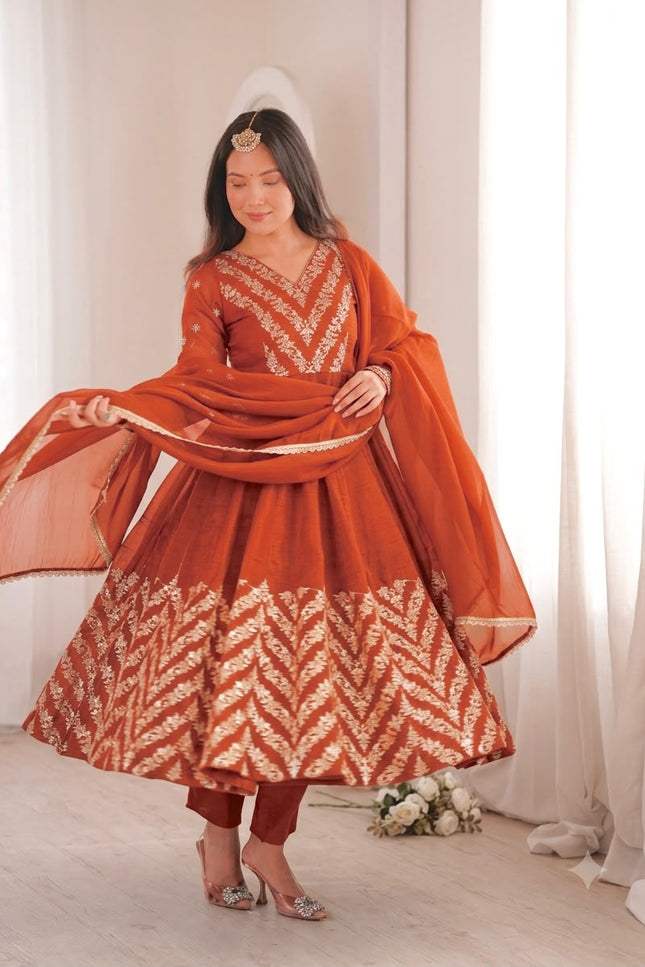 Elegant Crunchy Silk Anarkali SS855