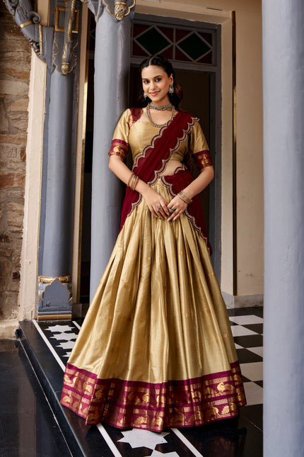 ss875 crafted cotton silk lehanga