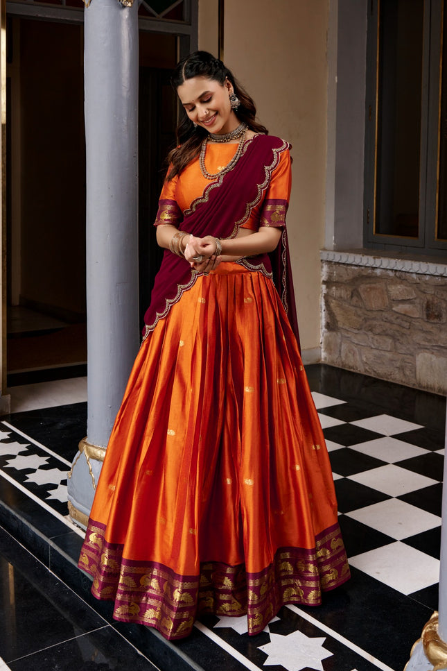 ss876 crafted cotton silk lehanga