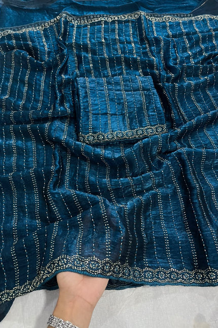 SPACE SILK SAREE WITH BITS SEQUINS WORK SS892