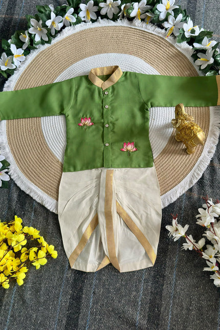 SS916 kurta dhothi lotus