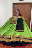 blouse unstitched / green & black
