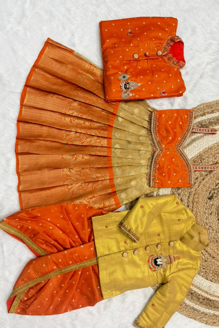 Semi kanchi checks vintage family combo SS514