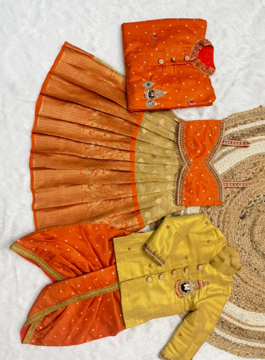 Semi kanchi checks vintage family combo SS514