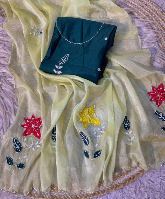 Beautiful nc moss saree SS520