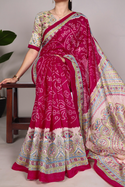 Fusion Of Madhubani and Bandhej SS527