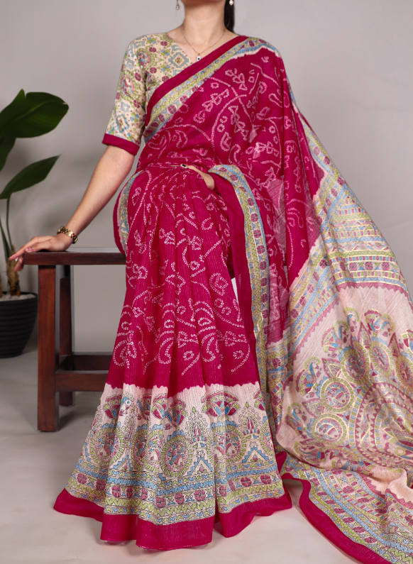 Fusion Of Madhubani and Bandhej SS527