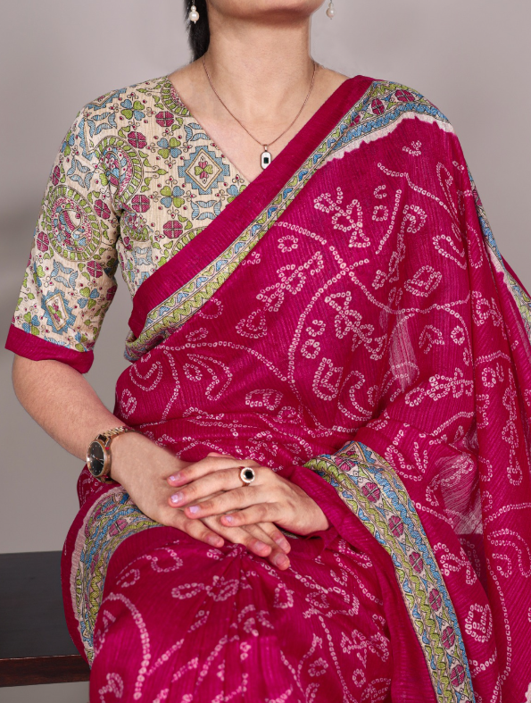 Fusion Of Madhubani and Bandhej SS527