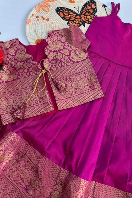 Soft jecard silk kids gown SS529
