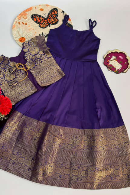 Soft jecard silk kids gown SS529