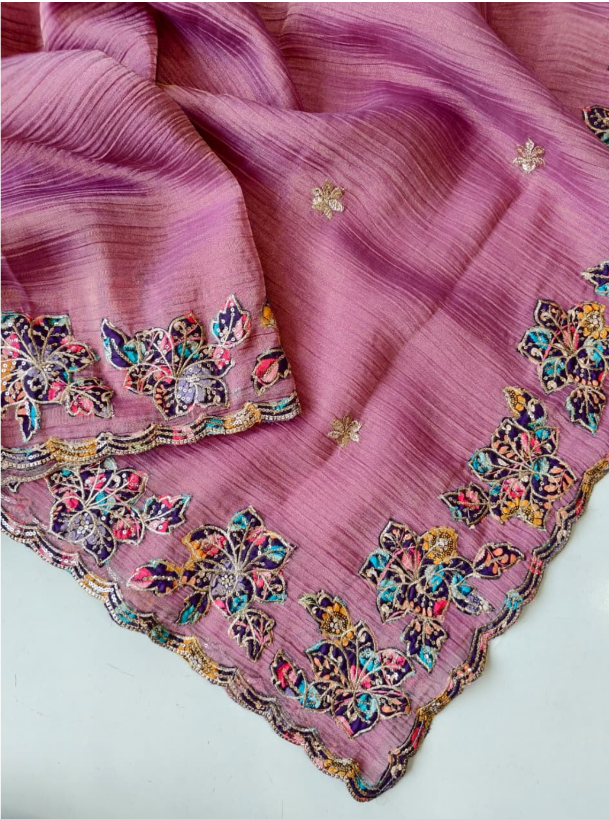 Pure soft crush fabric saree SS530