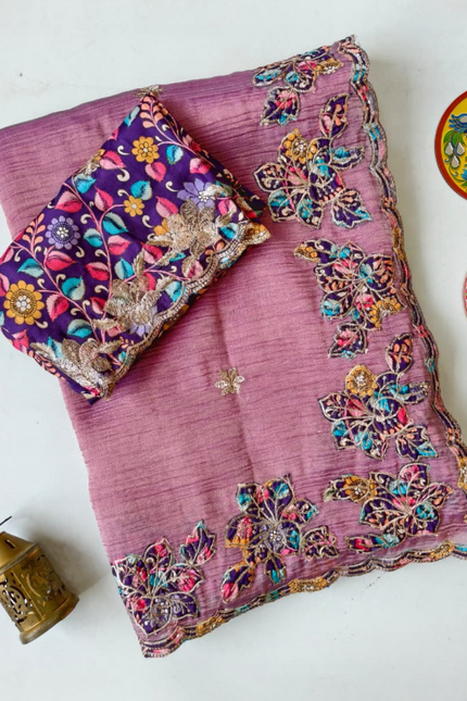 Pure soft crush fabric saree SS530
