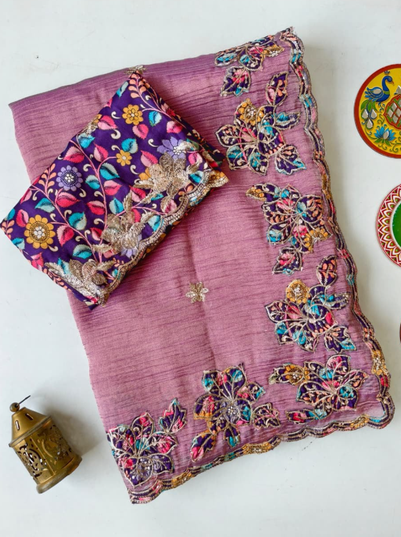 Pure soft crush fabric saree SS530
