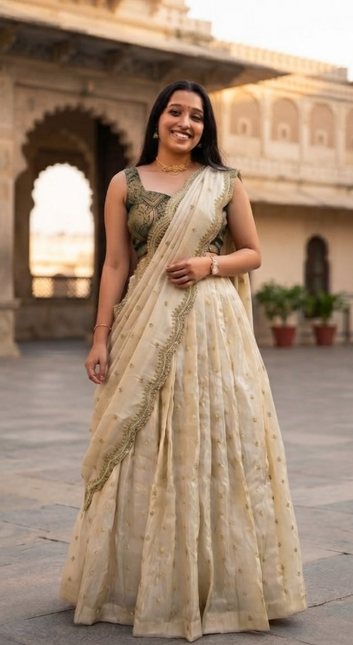 Onam Tissue Silk Half Saree SS531