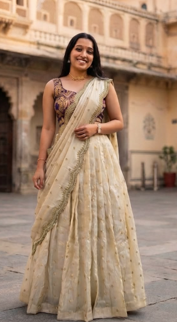 Onam Tissue Silk Half Saree SS531
