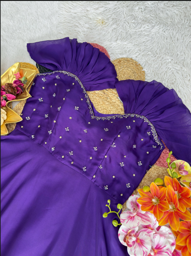 Festival Special Maggam Work Rangoli Silk Gown  SS510